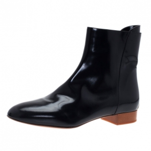 Pre Owned Chloe Black Patent Leather Ankle Boots Size 38.5