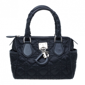 Pre Owned Dior Black Cannage Nylon Satchel