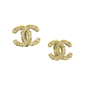 Pre Owned Chanel CC Logo Soft Pink Crystals Earrings