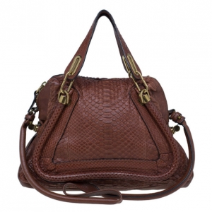 Pre Owned Chloe Brown Python Paraty Tote