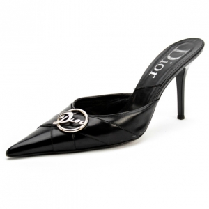 Pre Owned Christian Dior Black Pointed Toe 'Diva' Mules Size 39