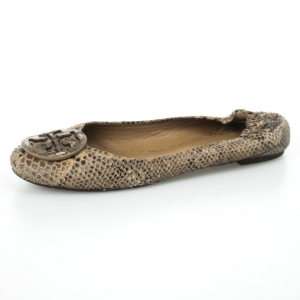 Pre Owned Tory Burch Python Embossed Reva Ballet Flats Size 39.5