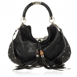 Pre Owned Gucci Black Leather Indy Top Handle Bag
