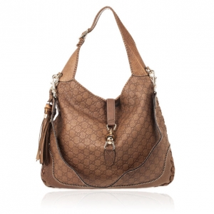 Pre Owned Gucci Deep Tan New Jackie Guccissima Leather Shoulder Bag