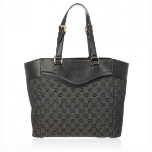 Pre Owned Gucci Grey GG Denim Canvas Tote
