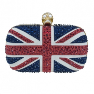 Pre Owned Alexander McQueen Crystal Embellished Brit Flag Clutch