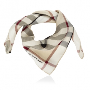Pre Owned Burberry Haymarket Check Silk Square Scarf