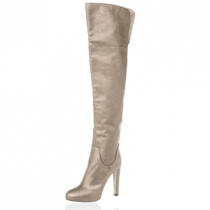 Pre Owned Sergio Rossi Metallic Embossed Leather Over The Knee Boots Size 41