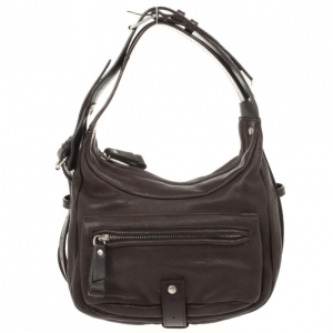 Pre Owned Furla Brown Leather Zip Pocket Hobo