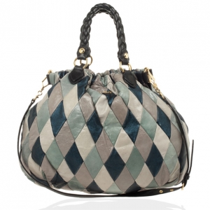 Pre Owned Miu Miu Quilted Leather Harlequin Hobo
