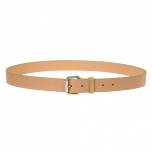 Pre Owned Fendi Zucca Beige Leather Belt 105CM