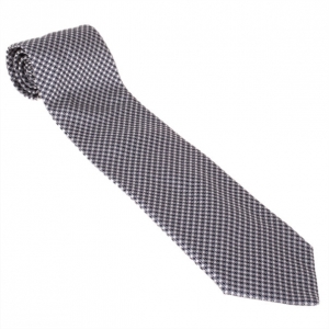 Pre Owned Fendi Black and White Embroidered Tie