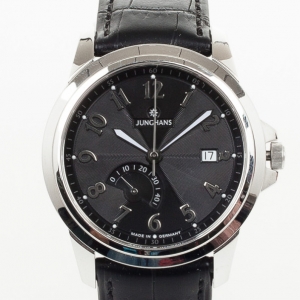 Pre Owned Junghans Ambassador SS Leather Power Reserve Mens Wristwatch 40.4 MM