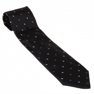 Pre Owned Fendi Black Silk Embroidered Tie