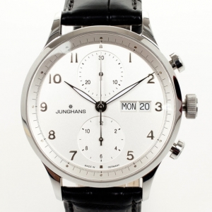 Pre Owned Junghans Arthur Attaché SS Leather Chronograph Mens Wristwatch 40 MM