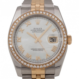 Pre Owned Rolex DateJust Mother of Pearl Diamond SS Chronograph Mens Wristwatch 36 MM
