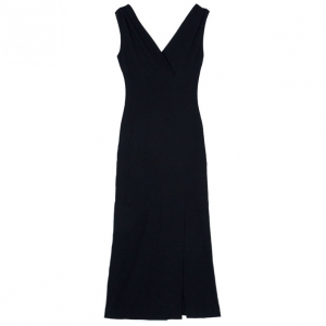 Pre Owned Chanel Fitted Wool Maxi Dress M