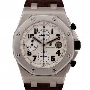Pre Owned Audemars Piguet Royal Oak Offshore SS Leather Tachymeter Mens Wristwatch 44MM