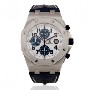 Pre Owned Audemars Piguet Royal Oak Offshore SS Leather Tachymeter Mens Wristwatch 42 MM