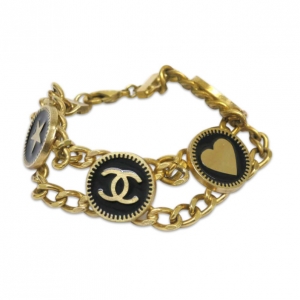 Pre Owned Chanel Golden CC Heart and Star Bracelet