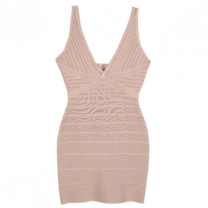 Pre Owned Herve Leger Nude Bandage Dress S