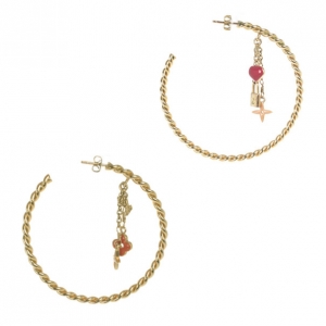 Pre Owned Louis Vuitton Sweet Monogram Hoop Earrings