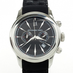 Pre Owned Officina Del Tempo SS Leather Chronograph Mens Wristwatch 44MM