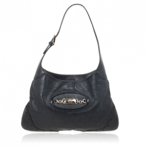 Pre Owned Gucci Black Guccissima Leather Medium Hobo