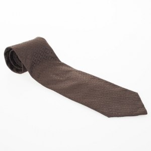 Pre Owned Fendi Dark Brown Zucchino Monogram Tie