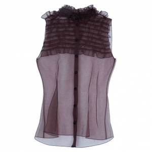 Pre Owned Marc Jacobs Burgundy Ruffle Top M