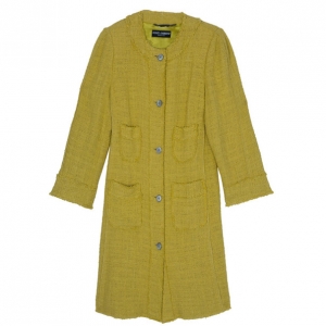 Pre Owned Dolce and Gabbana Yellow Tweed Coat M