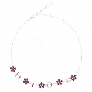 Pre Owned Christian Dior Mini Flower Purple Necklace