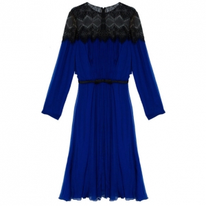 Pre Owned Tadashi Shoji Chantilly Lace Chiffon Flare Cocktail Dress XL