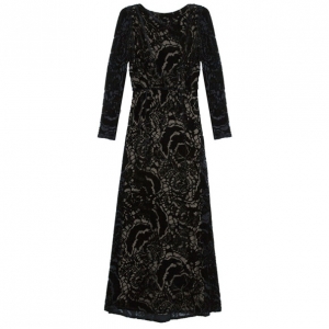 Pre Owned Tadashi Shoji Soft Velvet Embroidered Gown S