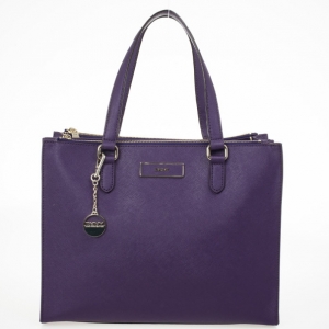 Pre Owned DKNY Purple Hudson Double Zip Tote 