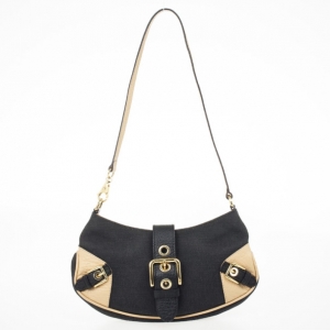 Pre Owned Dolce and Gabbana Black Canvas Buckle Shoulder Bag