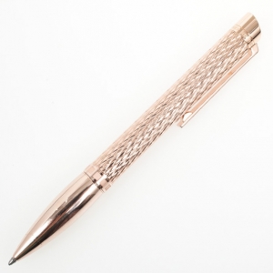 Pre Owned Regnier Steel Plated Gold Tone Diamond Patterned Pen
