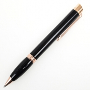 Pre Owned Regnier Black Steel Plated Gold Tone Pen