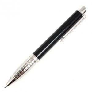 Pre Owned Regnier Black Steel Plated Patterned Tip Pen