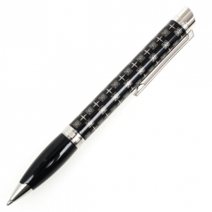 Pre Owned Regnier Black Steel Plated Logo Pen