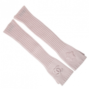 Pre Owned Chanel Light Pink Cashmere Fingerless Elbow Gloves