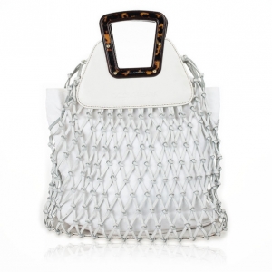 Pre Owned Dolce and Gabbana White Woven Leather Tote