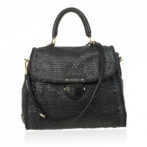 Pre Owned Prada Limited Edition Madras Woven Flap Top Satchel