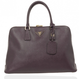 Pre Owned Prada Dark Purple Promenade Lux Saffiano Tote