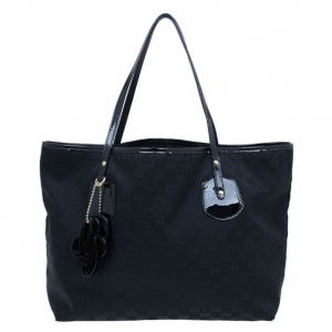 Pre Owned Gucci Black GG Canvas Small Shopper Tote