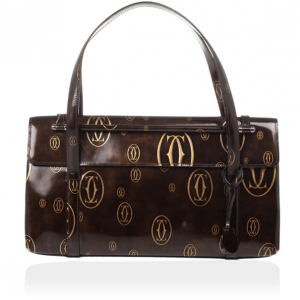 Pre Owned Cartier Brown Happy Birthday Cabochon Flap Bag