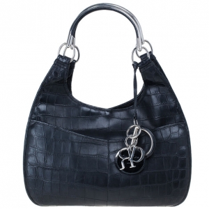 Pre Owned Dior Black Crocodile 61 Hobo