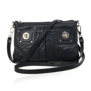 Pre Owned Marc by Marc Jacobs Black Leather Totally Turnlock Percy Crossbody Clutch