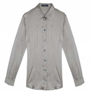 Pre Owned Dolce and Gabbana Champagne Silk Shirt M