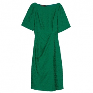 Pre Owned CH Carolina Herrera Green Jacquard Dress L